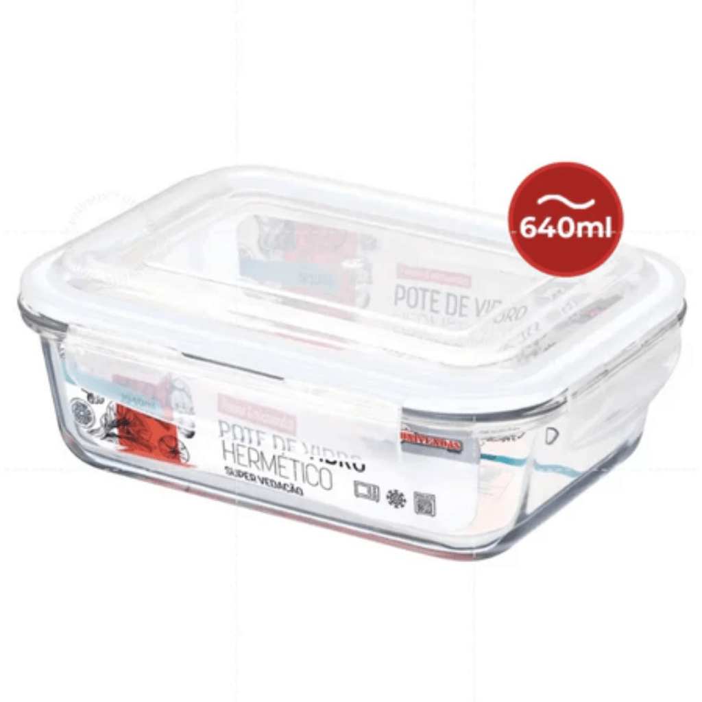 Kit Potes de Vidro Hermético Retangular 5 ou 10 Unidades
