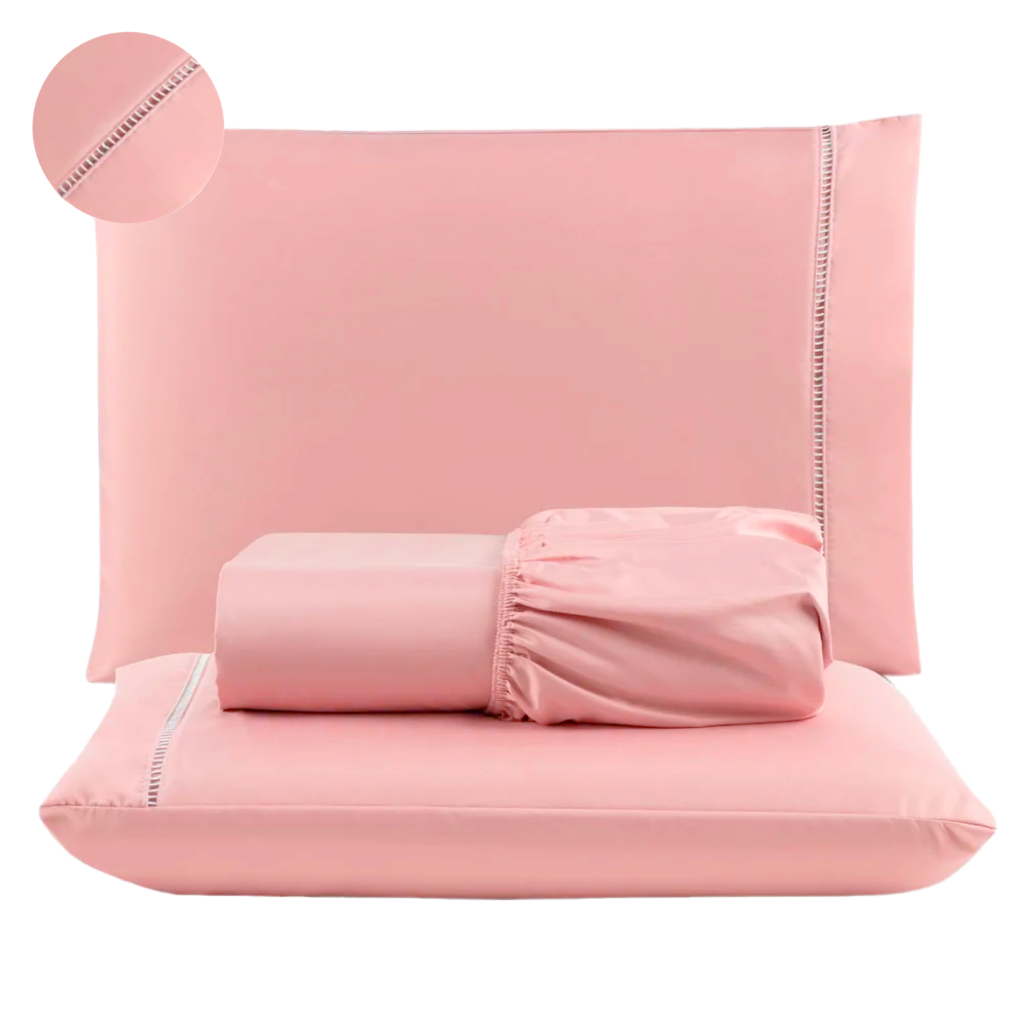 Jogo de Lençol de Elástico Soft + Kit de Fronhas- 100% Poliéster