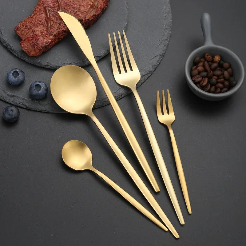 Kit de Talheres Elegantes em Aço Inoxidável - 30 Peças Exclusivas para Reuniões Familiares