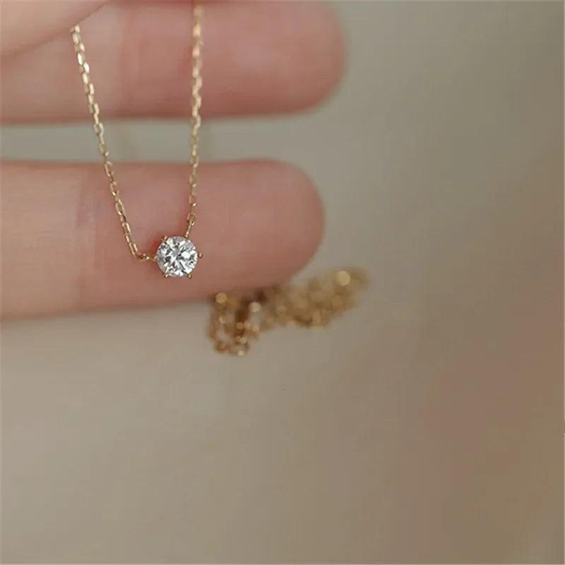Colar Ponto De luz - Zircônia - Banho em Ouro 24k