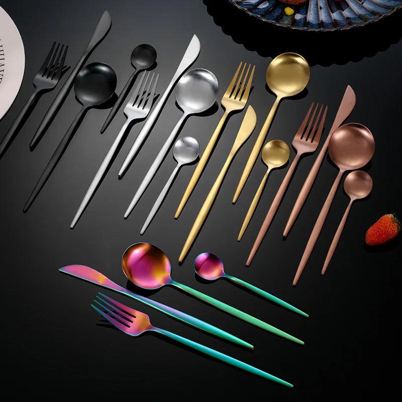 Kit de Talheres Elegantes em Aço Inoxidável - 30 Peças Exclusivas para Reuniões Familiares