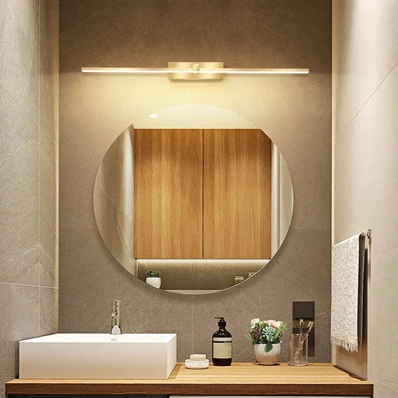 Lâmpada de Parede LED  - Moderna para Banheiro - Lâmpada Espelho Dourado - Aplique para Quarto - Sala de estar
