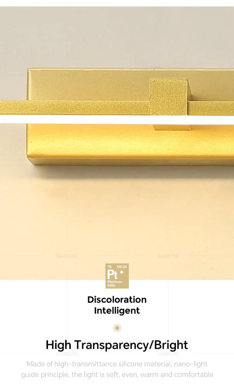 Lâmpada de Parede LED  - Moderna para Banheiro - Lâmpada Espelho Dourado - Aplique para Quarto - Sala de estar