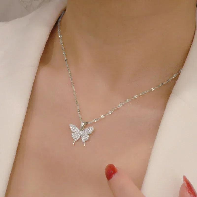 Colar Duplo Borboleta Rainha - Banho em ouro 18k