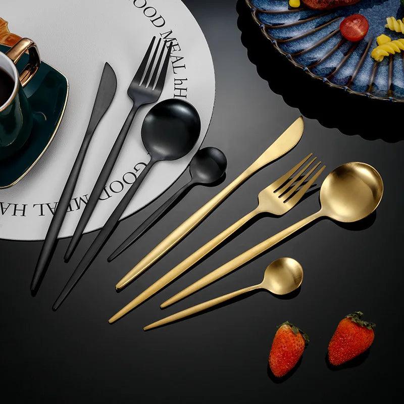 Kit de Talheres Elegantes em Aço Inoxidável - 30 Peças Exclusivas para Reuniões Familiares