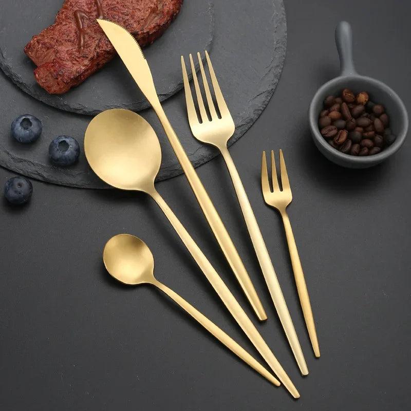Kit de Talheres Elegantes em Aço Inoxidável - 30 Peças Exclusivas para Reuniões Familiares