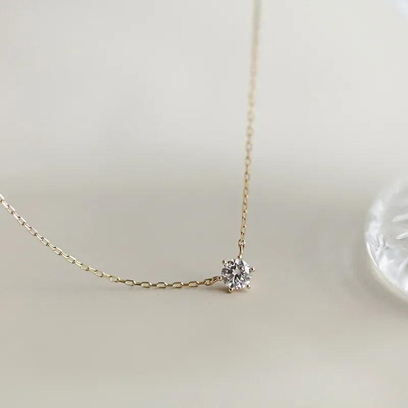 Colar Ponto De luz - Zircônia - Banho em Ouro 24k