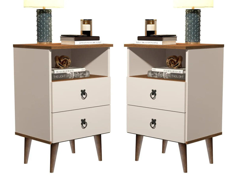 Mesa de Cabeceira Madrid 2 Gavetas - Estilo Porcelana - Premium