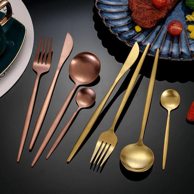 Kit de Talheres Elegantes em Aço Inoxidável - 30 Peças Exclusivas para Reuniões Familiares