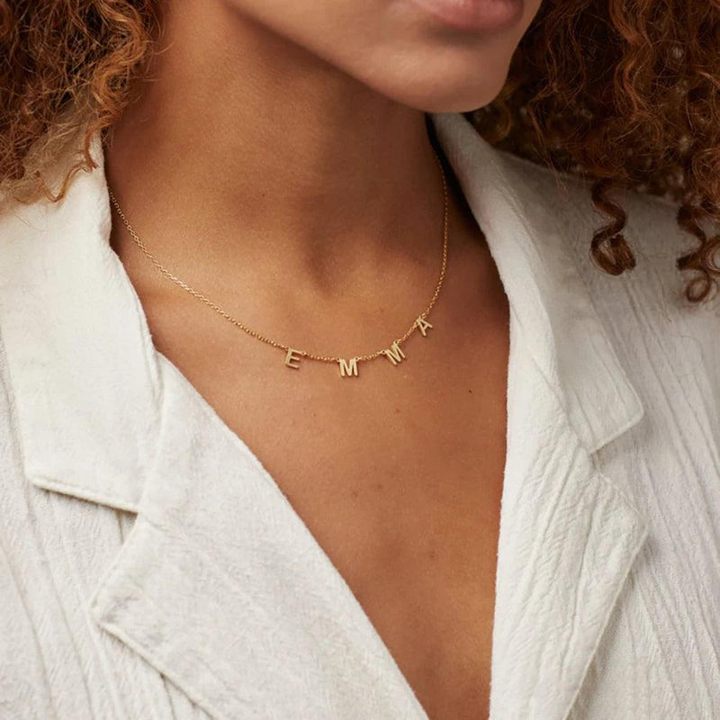 Colar personalizável - Até 9 Letras - Aço inoxidável - Banho em Ouro 18K