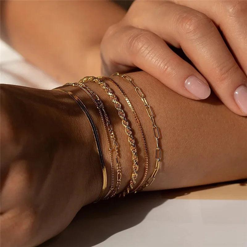 Kit Pulseiras Simples Aurora - Banho em ouro 18k