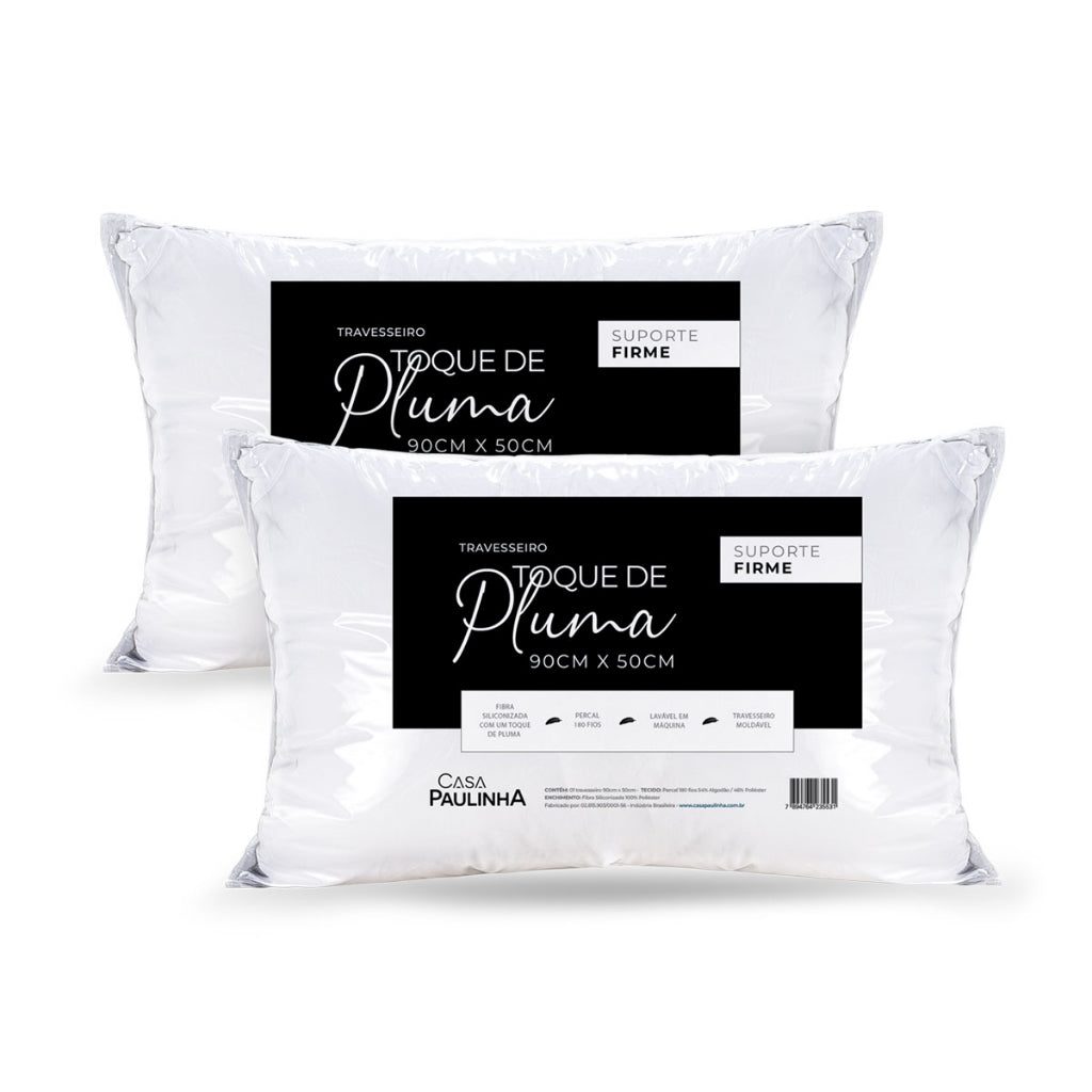 Kit  Travesseiros Plumax - 180 Fios - Firme Alto e Confortável