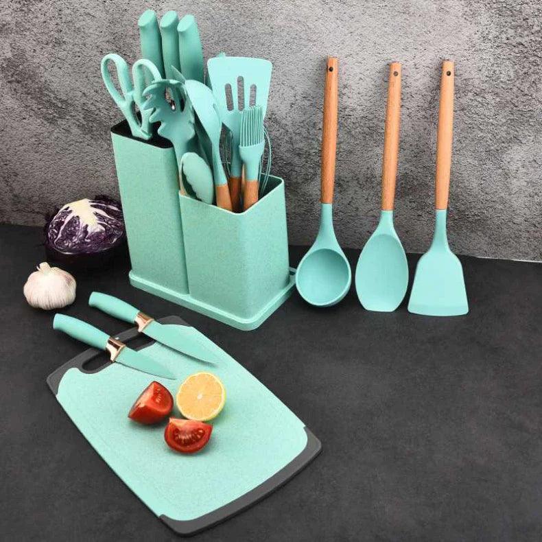 Kit de Utensílios  Premium de Silicone 19 Peças