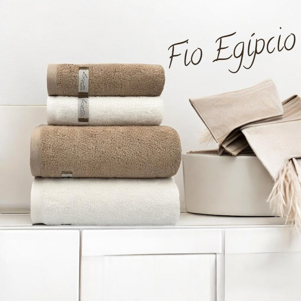 Jogo de Toalhas 4 Peças Fio Egípcio Branco Banhão + Rosto
