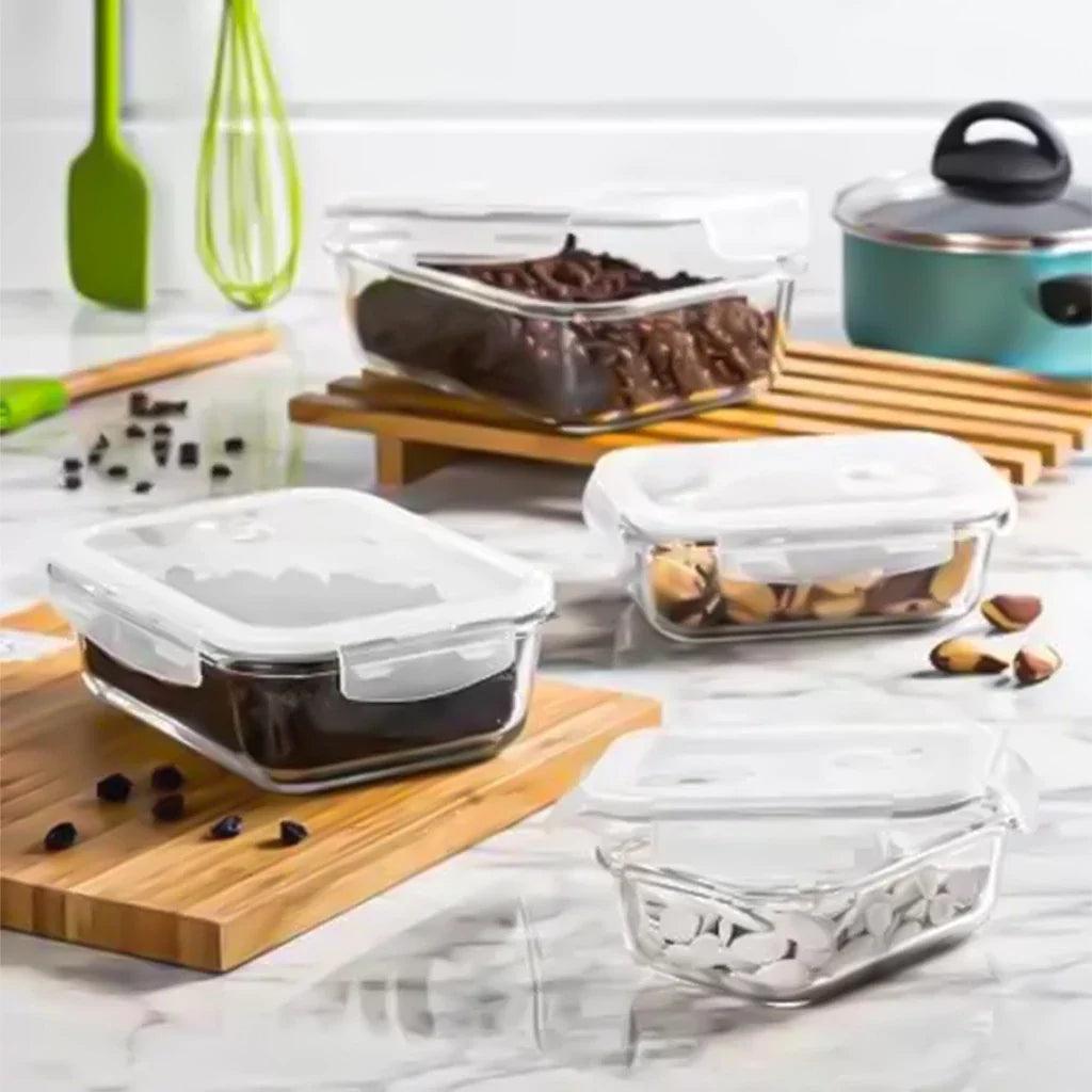 Kit Potes de Vidro Hermético Retangular 5 ou 10 Unidades